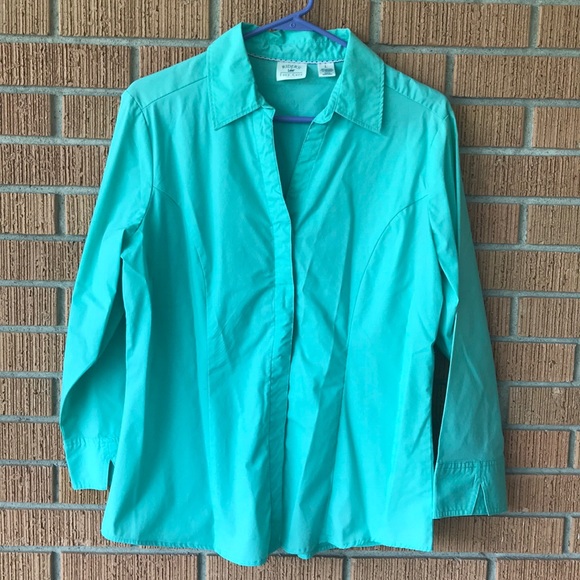 Riders by Lee Tops - Riders by Lee Easy Care light turquoise blouse